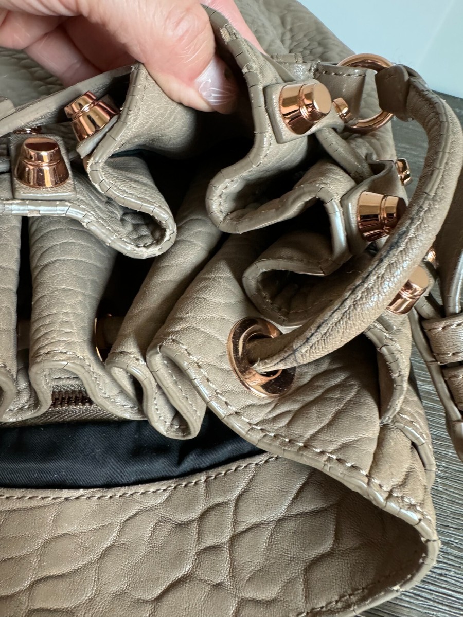 Alexander Wang Diego Bucket Bag Latte Leather Rose Gold Hardware w