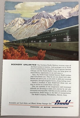1954 Original Print Advertisement Full Page - Budd Scenery Unlimited. Vintage