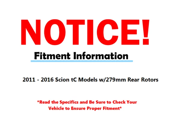 REAR 279mm Disc Brake Rotor Ceramic Pad for 2011 2012 2013 2014 - 2016 Scion tC - Image 4 of 4