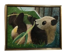 1975 Panda Portrait by Michele Friedman Oil painting