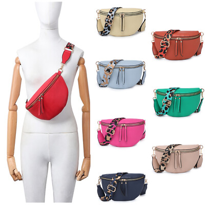 Kunstleder Brusttasche Damen klein oval Umhängetasche Schultertasche Canvas Riemen