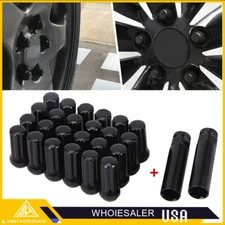 24x Black14x2.0 Large Seat Lug Nut For Ford F150 Navigator Expedition Stock Rim