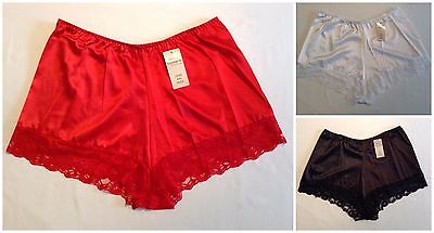 NEW LADIES PLUS SIZES 10-28 ELEGANT SATIN SILKY FEEL LACE EDGE FRENCH KNICKERS