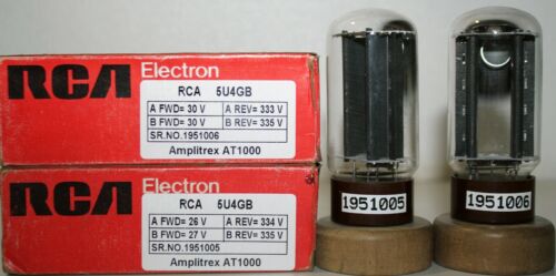 5U4GB  RCA Top "O" Getter Made in U.S.A. Amplitrex Tested Qty 1 Match Pair - Foto 1 di 8