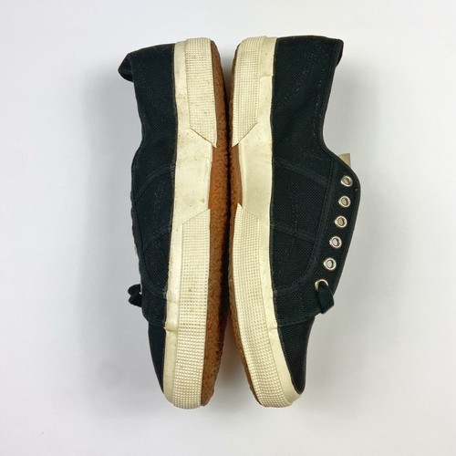 Superga Men's True VTG Deadstock Made in Italy Black Canvas Sneakers 46 US 12 - Picture 7 of 16
