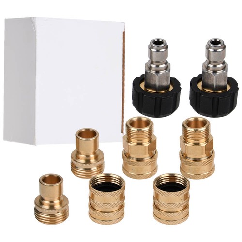 8 PCS Pressure Washer Adapter Garden Hose Quick Connect Fittings M22 To 3/8" Kit - Picture 5 of 11