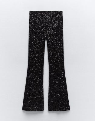 Heartbreak - Pantalon évasé à taille haute - Noir pailleté