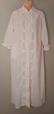 Vintage Fascination Lingerie Button Down Housecoat Robe Pink White Trim Size XL