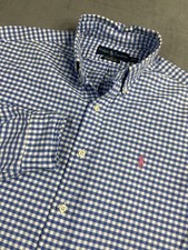 Ralph Lauren Shirt Mens Small Blue Gingham Check Classic Fit Preppy Casual
