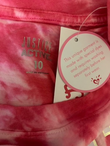 Justice Girls Tank Top Pink Size 10 Pullover Tie Dye Dance Graphic Logo - Picture 8 of 11