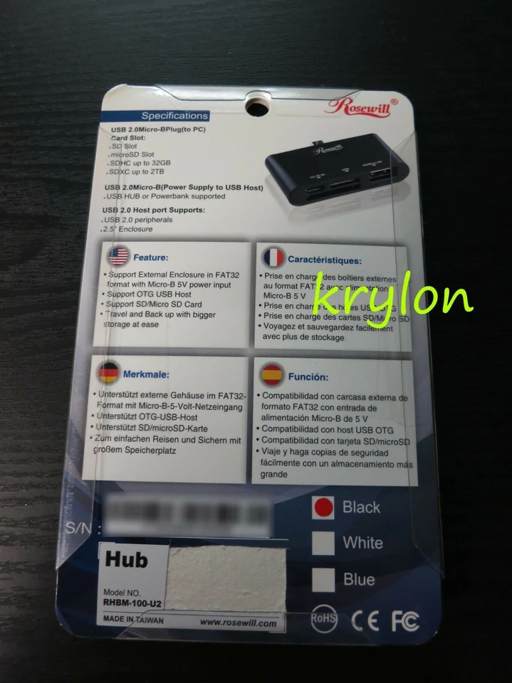 Rosewill Mobile OTG SD Micro USB 2.0 SD Card Reader Retail Kit Droid TG Hub SDHC - Image 2 of 3