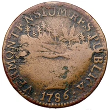 1786 RR-7 R-3 VERMONTENSIUM Vermont Landscape Colonial Copper Coin
