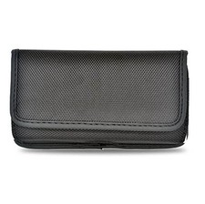 Bolsa horizontal de nailon con solapa de cierre táctil para HTC Desire 626 626S - negra