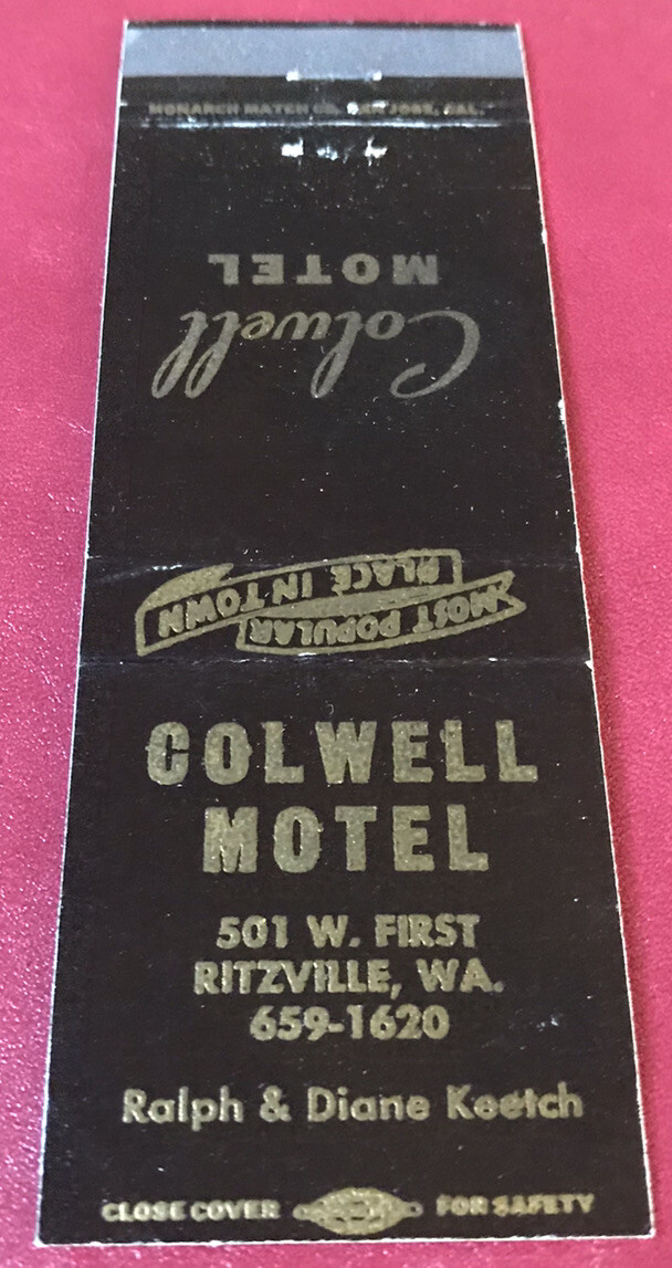 Matchbook Cover Colwell Motel Ritzville Washington eBay