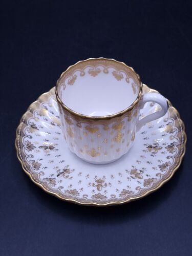 Spode Fleur De Lys Gold Espresso Can and Saucer-1st Quality - Picture 3 of 10