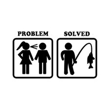 PROBLEM SOLVED Decal Sticker Fishing For Car Van Caravan Carp FUNNY DELKIM NASH