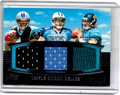 CAM NEWTON,JAKE LOCKER,& BLAINE GABBERT 2012 TOPPS PRIME WORN JERSEYS#/388-RC