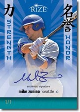 MIKE ZUNINO 2012 Rize Autograph Rookie BLUE BLANK BACK Auto STRENGTH & HONOR 1/1