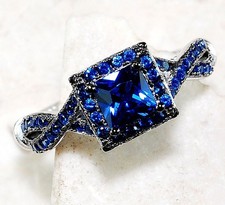 2CT Treated Blue Sapphire 925 Solid Sterling Silver Ring Jewelry Sz 6,7,8,9 MR2