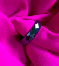 Diamond Cut Hematite Grounding Stone Protection Stability Thick Band Size 12