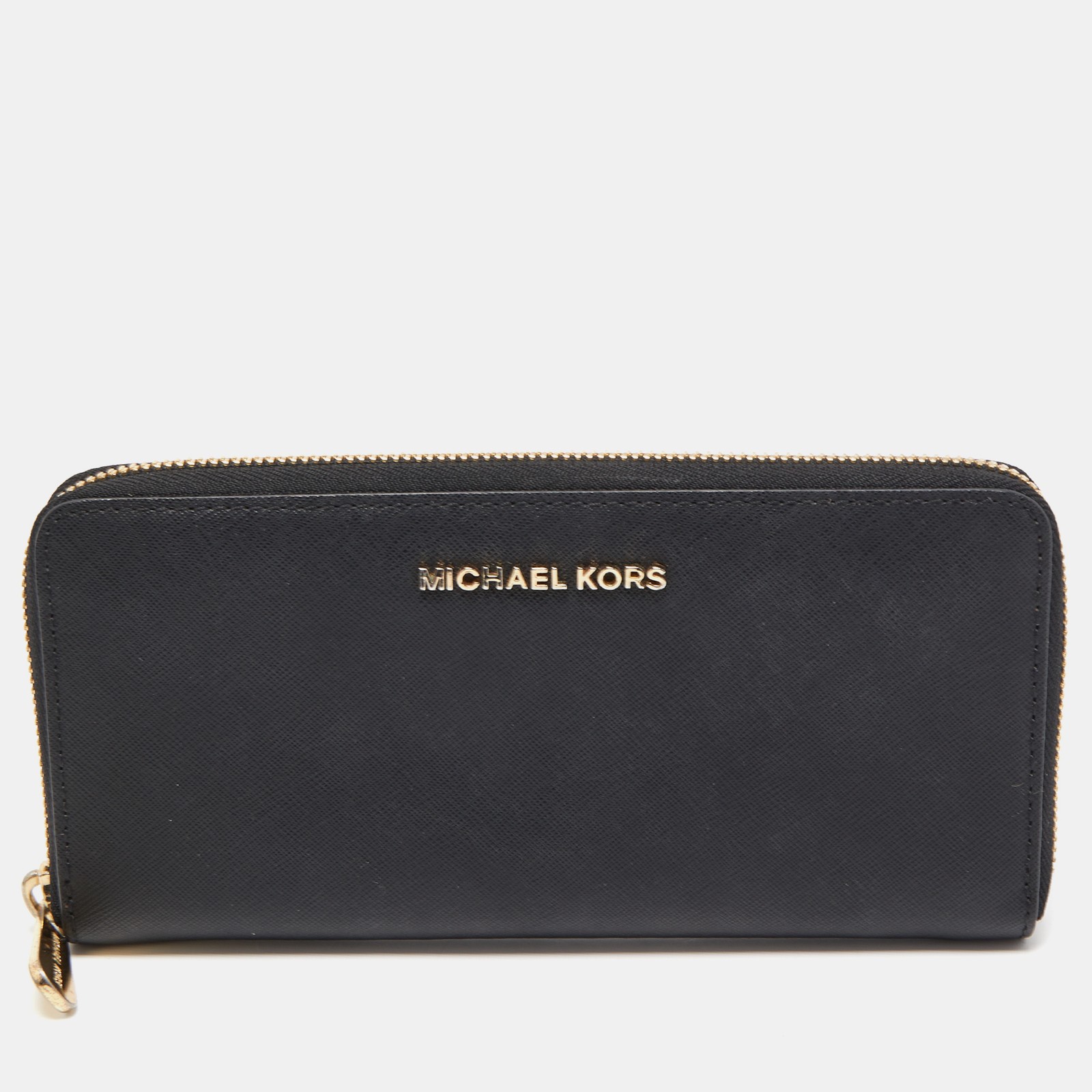 Michael Kors Bedford Black Leather Zip Around Wallet