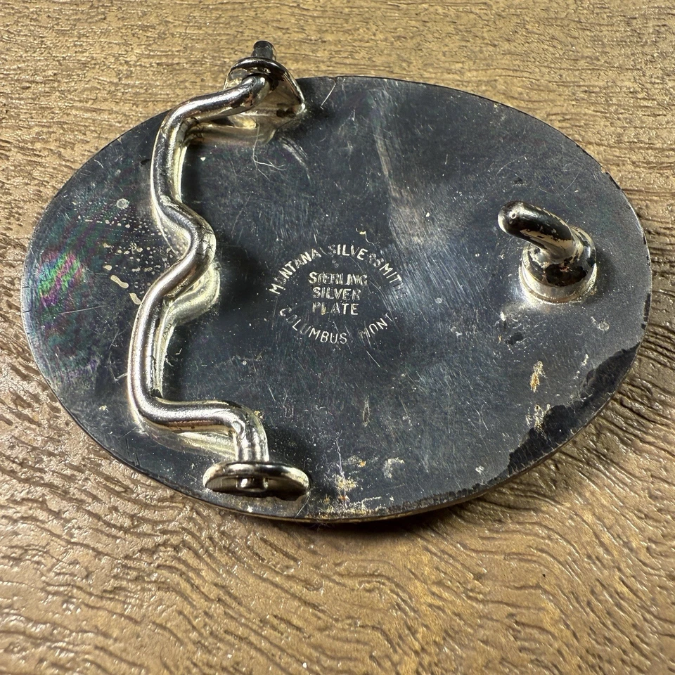 1970s J Men Women Montana Silversmiths Belt Buckle Vintage  - Image 3 of 3