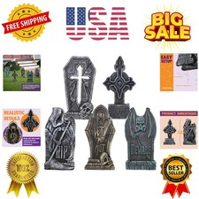 17  Halloween Decorations Outdoor Tombstones, 5 Pack Halloween Foam Graveyard...