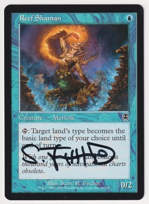 Signed Reef Shaman Proof LP Apocalypse Artist Scott M. Fischer 2001 MTG Magic AP