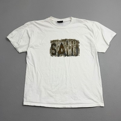 Vintage Saw Horror Movie Shirt White 2004 Y2K Promo Mens XL Steve & Barrys Scary