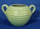 Haeger Martin Stangl tooled line geranium leaf green double handle pottery vase