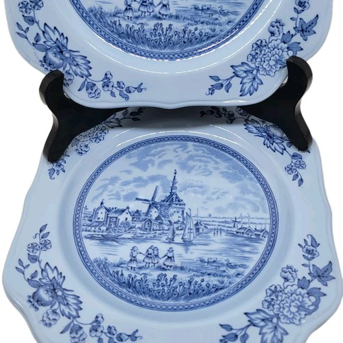 Johnson Brothers Tulip Time piatti da insalata quadrati sfondo blu 7,5" set di 3 ottime condizioni - Foto 4 di 11