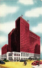 Hotel Sherman Street Scene Advertising Chicago Illinois Postcard 1930s