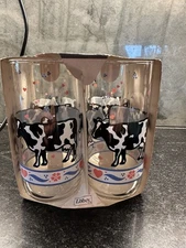 RARE Retro 1980's Libbey Cow And Hearts Cottage Core (4) Drinking Glasses NEW