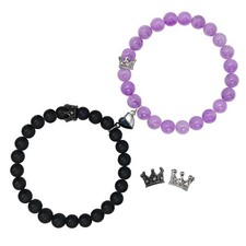 Couples Bracelets King Queen Crown Heart Matching Bracelets for Couples His a...