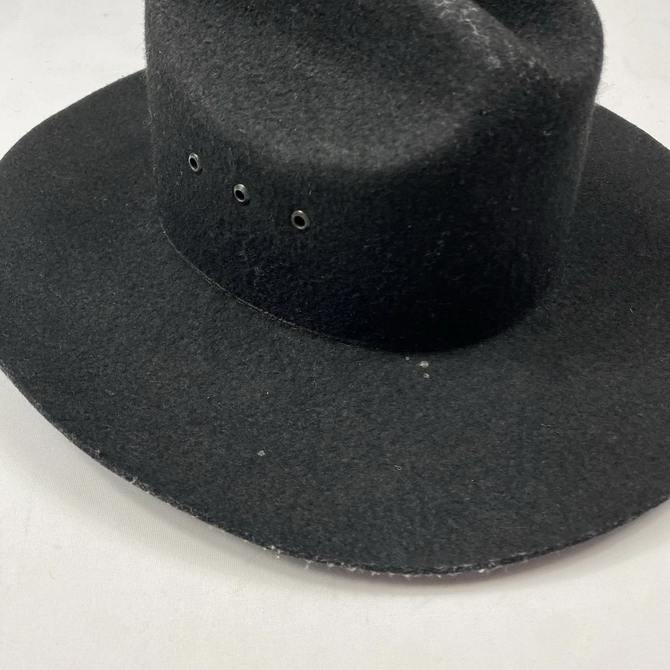 Sombrero de Vaquero Autoconformable Vintage Línea Dorada 5x Old West Lana Negra Talla 6 5/8 Foto 2 de 4