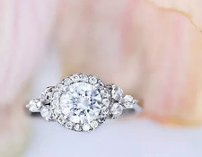 2.10 Ct Round Cut Moissanite Engagement Wedding Ring 14K White Gold Plated