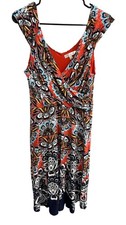 SPENSE Large Floral Maxi Dress Sleeveless V-Neck Knit Colorful Boho Faux Wrap