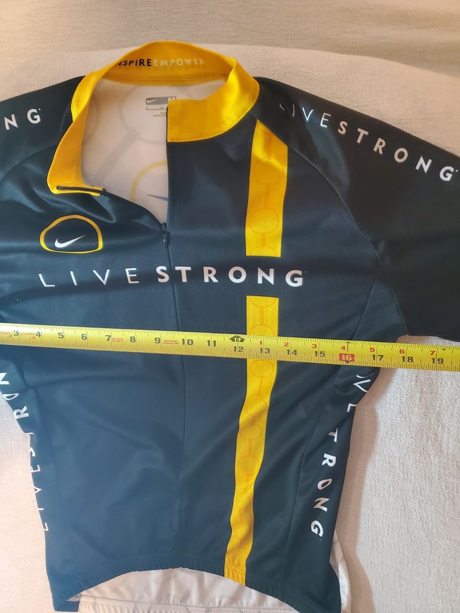 Nike Livestrong Cycling Jersey Size Medium Black Yellow Lance