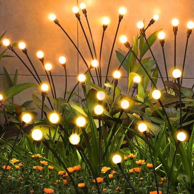 Solar Garden Lights Outdoor, 4 Pack Firefly Swaying 4 24 LED, Warm White 