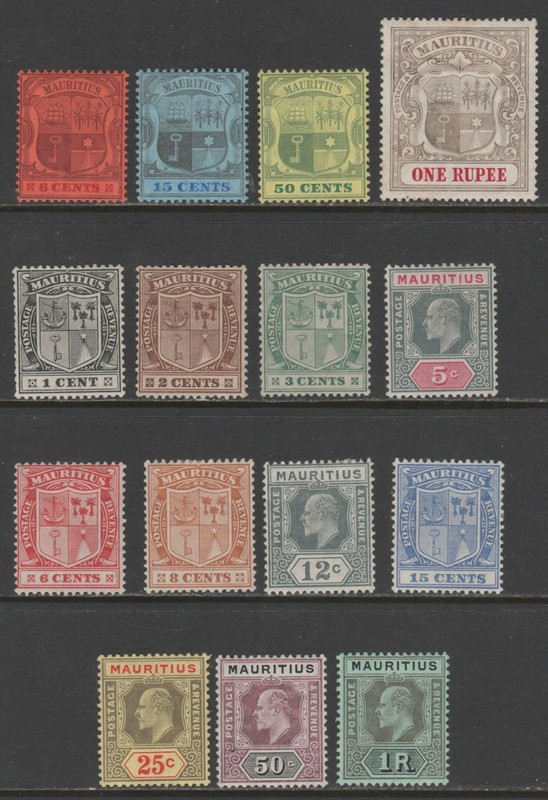 Mauritius 1904 - 1910 KEVII  Incl Sc 132-136, 141-148 MH VF CV $140.85