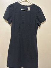 J.Crew Minimalist  Career Eyelet Cotton Dress 2 Black Lined Knee Length Zipper