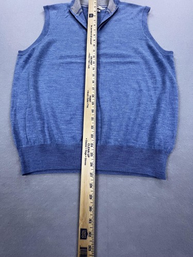 Peter Millar Pullover Weste Herren Large blau Merinowolle Quarter Zip Golfpullover - Bild 4 von 11