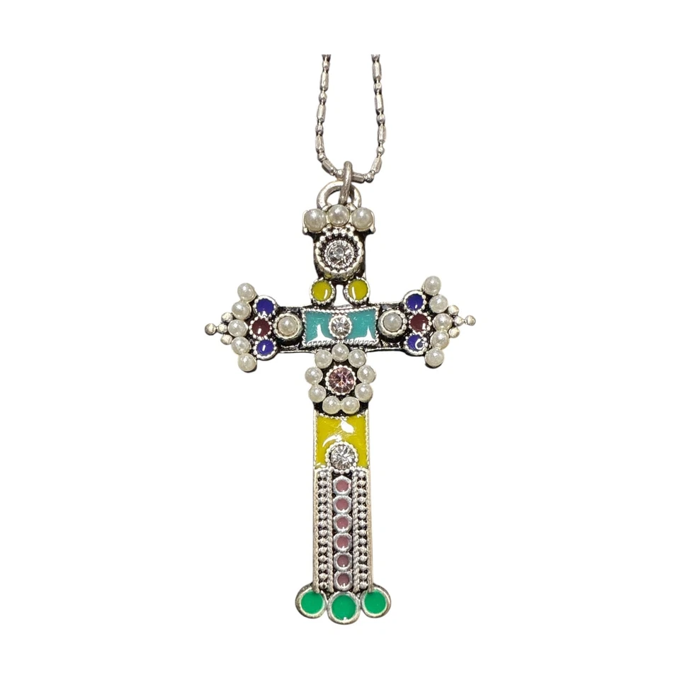Ожерелье с крестом PILGRIM DANISH DESIGN серебристый кристалл искусственный жемчуг и эмаль - Изображение 3 из 4