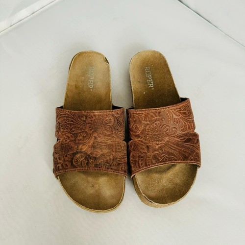 Roper braune Leder-Slipper mit goldenen Details Damengröße 10 - Bild 5 von 12