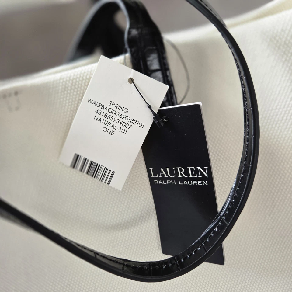 Ralph Lauren White Canvas Goldie Tote Bag  - Image 3 of 4