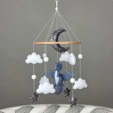 Dragon crib mobile boy Fantasy nursery decor Flying dragon Baby shower gift