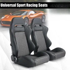 Bucket Racing Seat Universal Reclinable Right Side Dual Slider Black PU Leather
