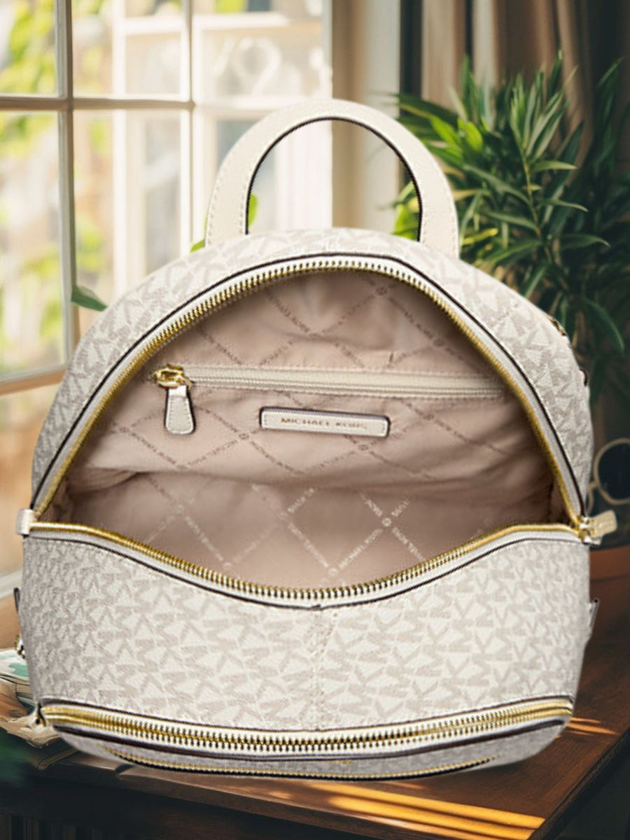 Michael Kors Rhea Women Medium MK Logo Double Zip Backpack  display picture 1