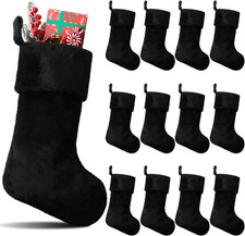 12 Pcs Christmas Stocking 18'' Bulk Thick Plush Fabric Hanging Christmas Stockin