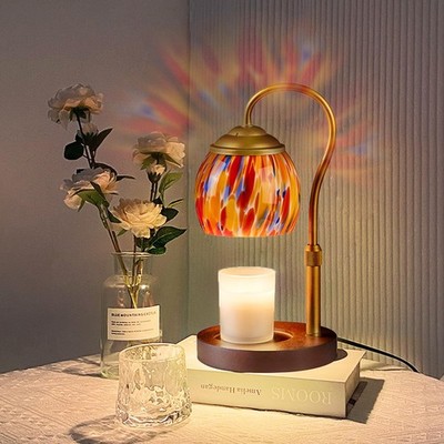 Elegance Red Candle Warmer Lamp with 2 Bulbs - Campfire-Glow Height-Adjustabl...